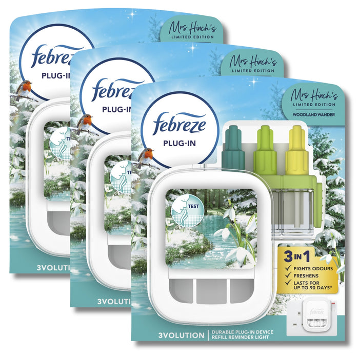 Febreze 3volution Air Freshener Plug-in Starter Kit Woodland Wander Assorted Packs Air Fresheners & Re-fills Febreze Pack of 3