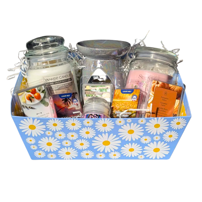 Blue & White Daisy Medium Fill Your Own Hamper Gift Wrapping FabFinds