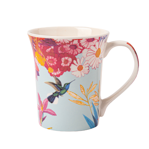 Floral Bird Ceramic Mugs 350ml Assorted Designs Mugs FabFinds Bird Floral White