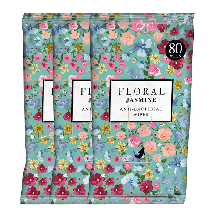 Floral Antibacterial Surface Wipes 80 Jasmine Assorted Packs Cleaning Wipes Floral Pack of 3