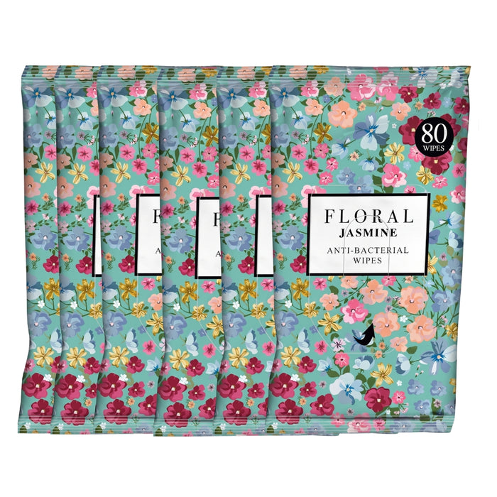 Floral Antibacterial Surface Wipes 80 Jasmine Assorted Packs Cleaning Wipes Floral Pack of 6