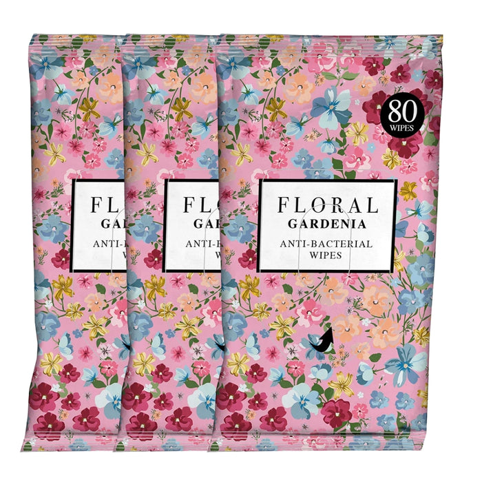 Floral Antibacterial Surface Wipes Gardenia 80 Wipes Assorted Packs Cleaning Wipes Floral Pack of 3