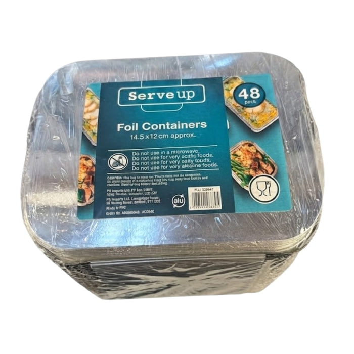 Foil Container 14.5cm x 12cm Pack of 48 Assorted Packs Foil Containers Serve Up Pack of 1