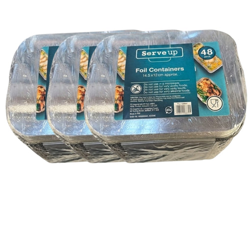 Foil Container 14.5cm x 12cm Pack of 48 Assorted Packs Foil Containers Serve Up Pack of 3