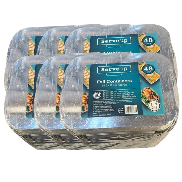 Foil Container 14.5cm x 12cm Pack of 48 Assorted Packs Foil Containers Serve Up Pack of 6
