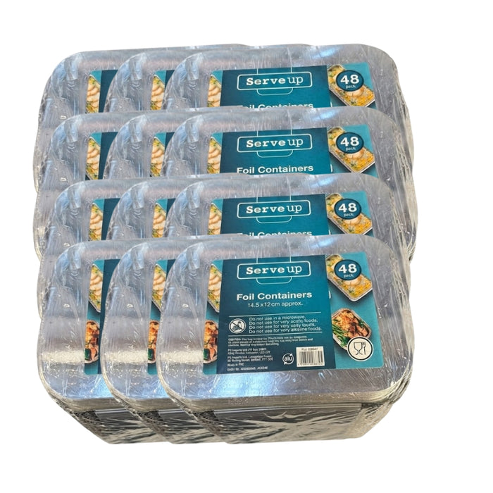 Foil Container 14.5cm x 12cm Pack of 48 Assorted Packs Foil Containers Serve Up Pack of 12