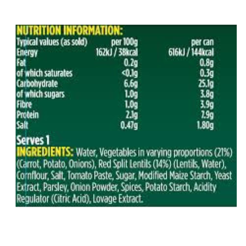 Fray Bentos Lentil & Vegetable Soup 380g Assorted Packs Food Items Fray Bentos
