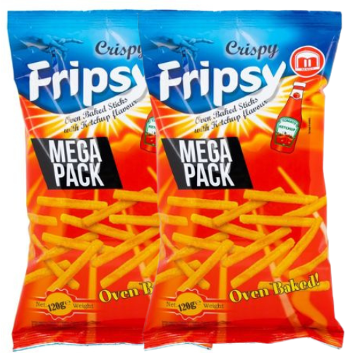 Fripsy Oven Baked Stick Crisps Ketchup Flavour 120g Assorted Packs Crisps, Snacks & Popcorn frispy Pack of 2