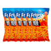 Multiple packages of Fripsey chips with blue and orange design on a white background