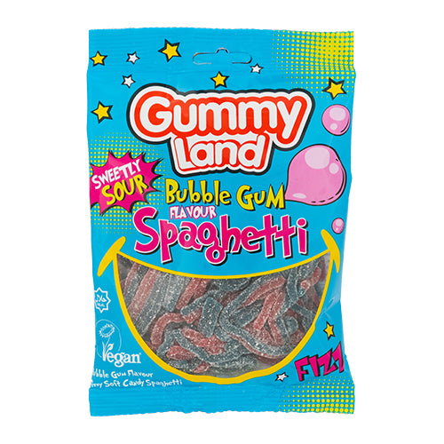 Gummy Land Bubble Gum Flavour Spaghetti Sweets 150g Sweets, Mints & Chewing Gum gummy land   