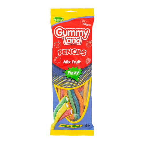 Gummy Land Pencils Mix Fruit Sweets 150g Sweets, Mints & Chewing Gum gummy land   