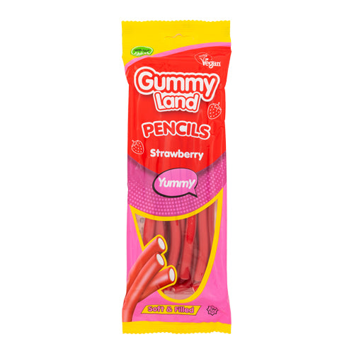 Gummy Land Pencils Strawberry 150g Sweets, Mints & Chewing Gum gummy land   