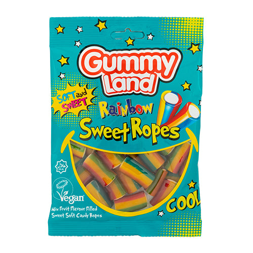 Gummy Land Rainbow Sour Ropes Sweets 150g - FabFinds