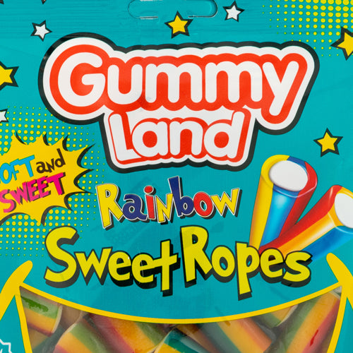 Gummy Land Rainbow Sour Ropes Sweets 150g - FabFinds