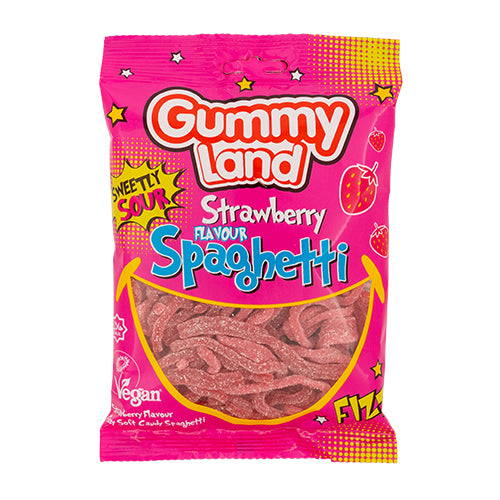 Gummy Land Strawberry Flavour Spaghetti Sweets 150g Sweets, Mints & Chewing Gum gummy land   
