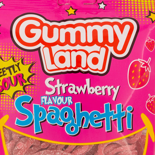 Gummy Land Strawberry Flavour Spaghetti Sweets 150g Sweets, Mints & Chewing Gum gummy land   