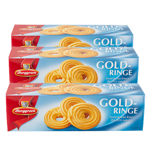Borggreve Gold-Ringe Shortbread Rings Biscuits 400g Assorted Packs Biscuits & Cereal Bars borggreve Pack of 3