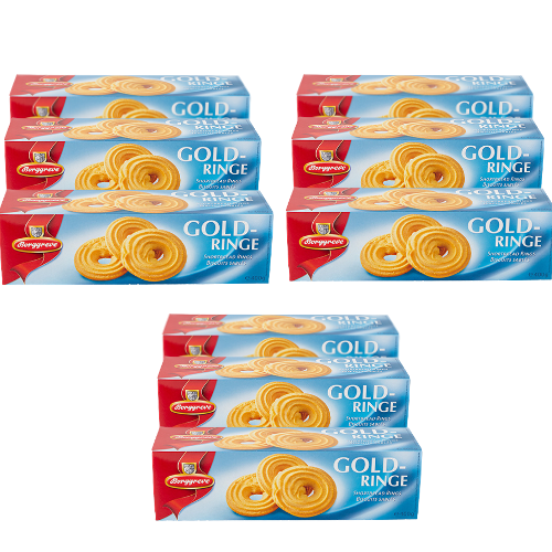 Borggreve Gold-Ringe Shortbread Rings Biscuits 400g Assorted Packs Biscuits & Cereal Bars borggreve Pack of 9