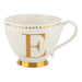 Initial E Electroplated Gold Footed Mug Mugs Candlelight   