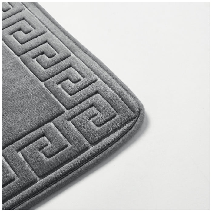Greek Border Embossed Memory Foam Bath Mat Set Assorted Colours Bathroom Accessories FabFinds