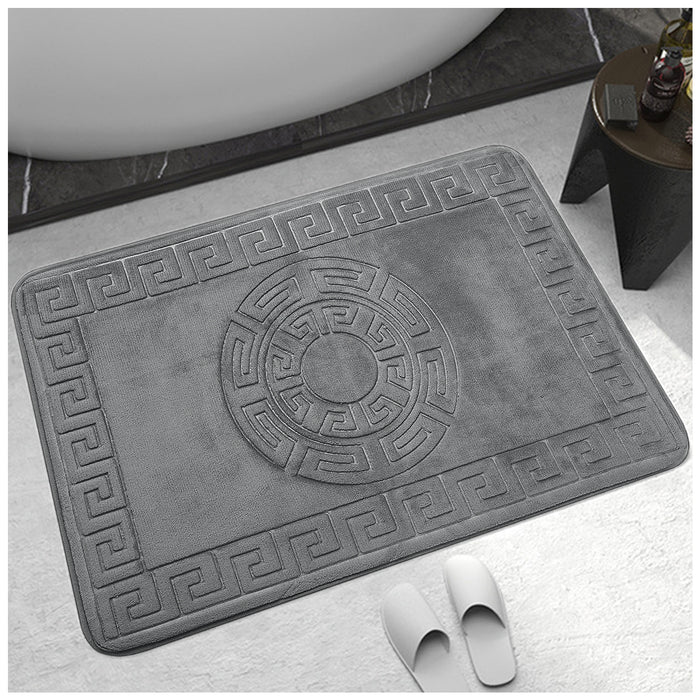 Greek Border Embossed Memory Foam Bath Mat Set Assorted Colours