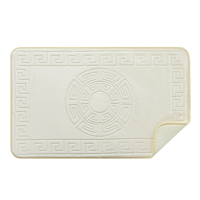 Greek Border Embossed Memory Foam Bath Mat Set Assorted Colours Bathroom Accessories FabFinds