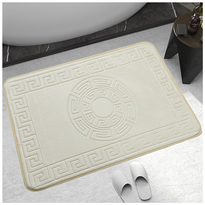 Greek Border Embossed Memory Foam Bath Mat Set Assorted Colours Bathroom Accessories FabFinds