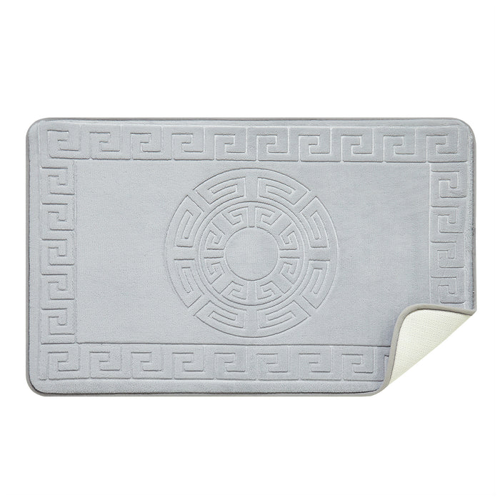Greek Border Embossed Memory Foam Bath Mat Set Assorted Colours Bathroom Accessories FabFinds