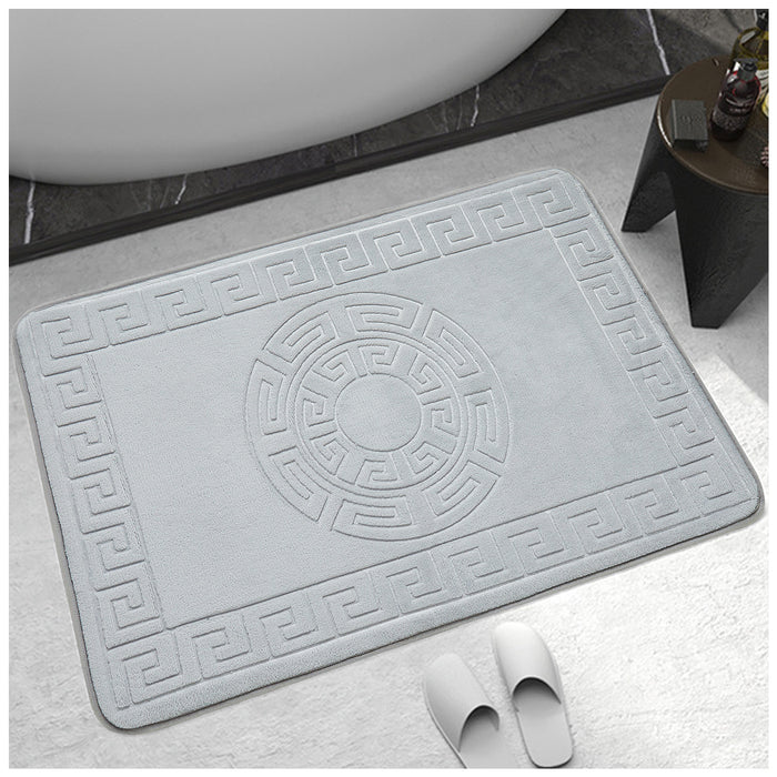 Greek Border Embossed Memory Foam Bath Mat Set Assorted Colours Bathroom Accessories FabFinds