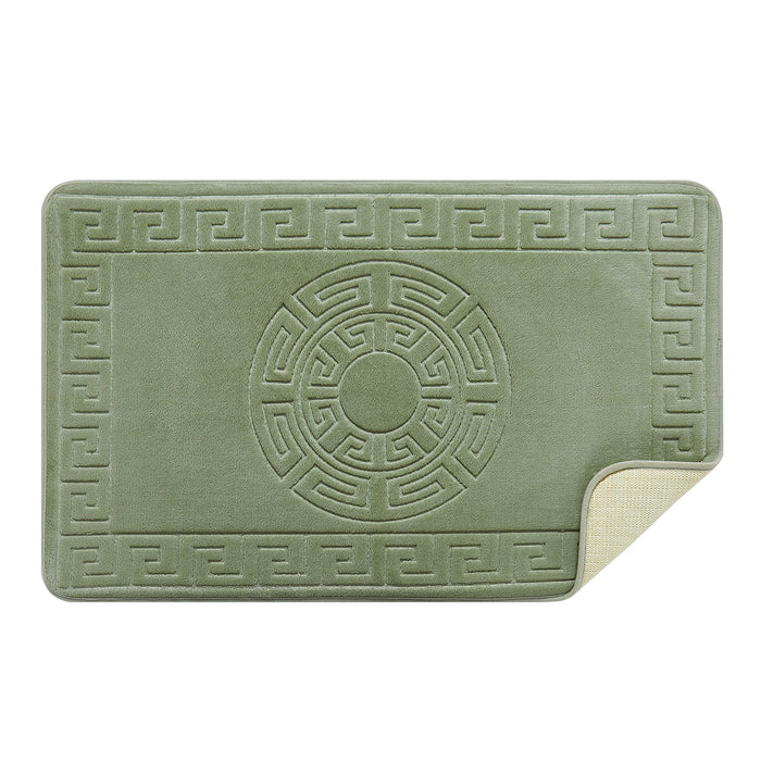 Greek Border Embossed Memory Foam Bath Mat Set Assorted Colours Bathroom Accessories FabFinds
