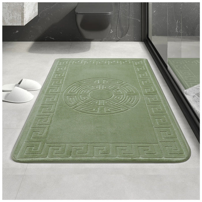 Greek Border Embossed Memory Foam Bath Mat Set Assorted Colours Bathroom Accessories FabFinds
