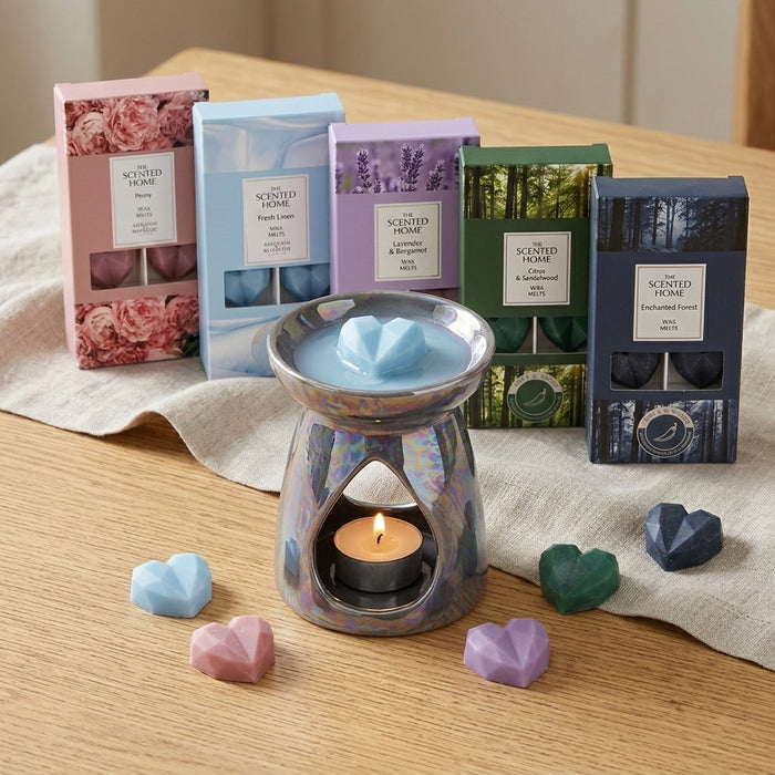 Cosy Home Pearlised Burner & Ashleigh & Burwood Wax Melt Bundle 5 Assorted Scents