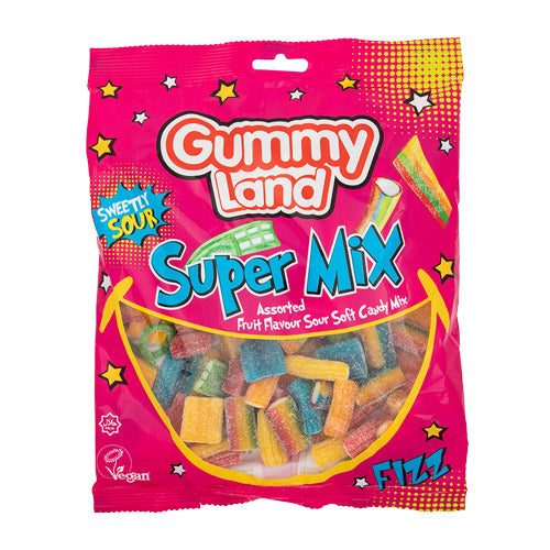 Gummy Land Super Mix Fruit Flavour Sour Soft Candy Mix 500g Sweets, Mints & Chewing Gum gummy land   