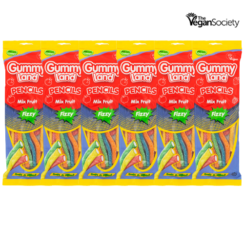 Gummy Land Pencils Mix Fruit Sweets Vegan 150g Assorted Packs Sweets, Mints & Chewing Gum gummy land Pack of 6