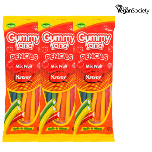 Gummy Land Pencils Mix Fruit Fizzy Vegan 150g Sweets, Mints & Chewing Gum gummy land Pack of 3