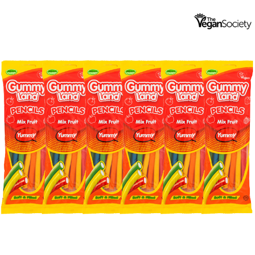 Gummy Land Pencils Mix Fruit Fizzy Vegan 150g Sweets, Mints & Chewing Gum gummy land Pack of 6