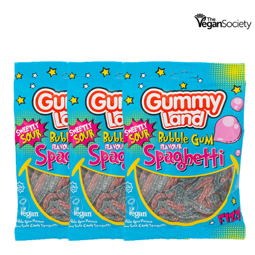 Gummy Land Bubble Gum Flavour Spaghetti Sweets Vegan 150g Assorted Packs Sweets, Mints & Chewing Gum gummy land Pack of 3