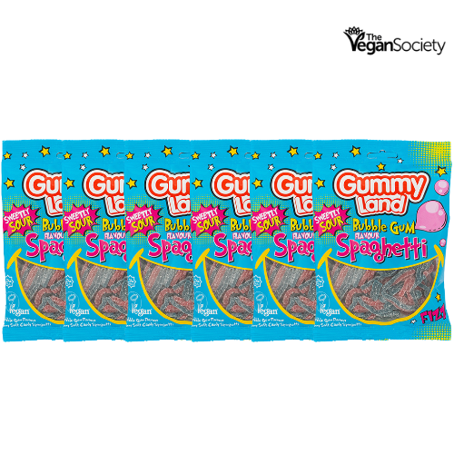 Gummy Land Bubble Gum Flavour Spaghetti Sweets Vegan 150g Assorted Packs Sweets, Mints & Chewing Gum gummy land Pack of 6