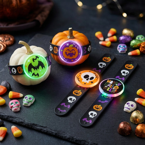 Halloween Flashing LED Snap Band Assorted Designs Halloween Accessories FabFinds