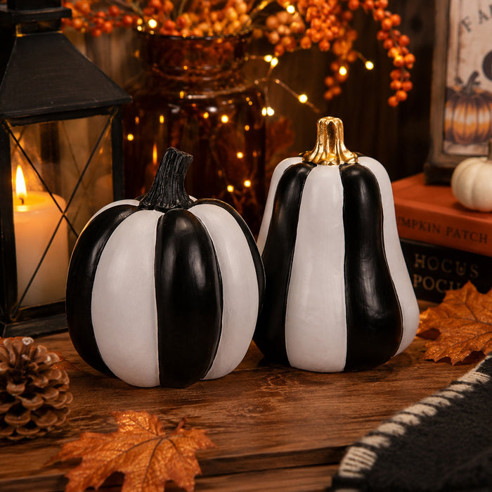Halloween Black and White Stripe Pumpkin Decoration Assorted Designs Halloween Decorations FabFinds