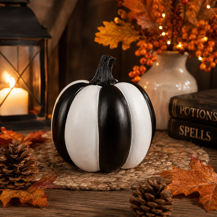 Halloween Black and White Stripe Pumpkin Decoration Assorted Designs Halloween Decorations FabFinds