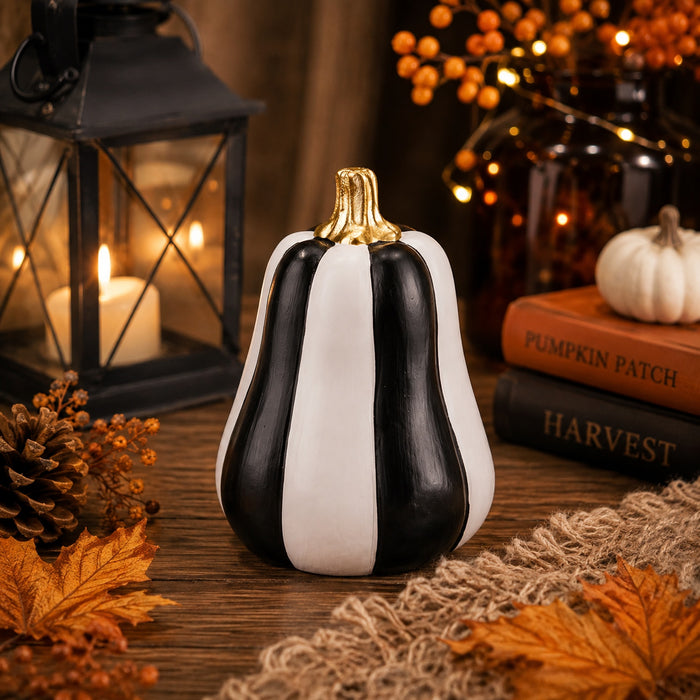 Halloween Black and White Stripe Pumpkin Decoration Assorted Designs Halloween Decorations FabFinds