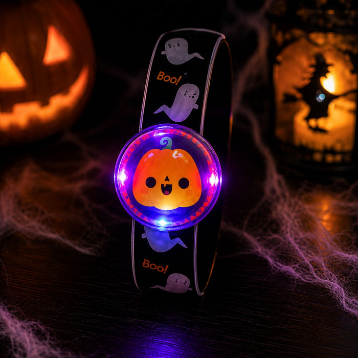 Halloween LED Flashing Snap Band Assorted Designs Halloween Accessories FabFinds Pumpkin