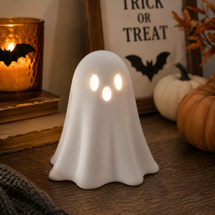 Halloween LED Ghost Ceramic Ornament 11cm Halloween Decorations FabFinds