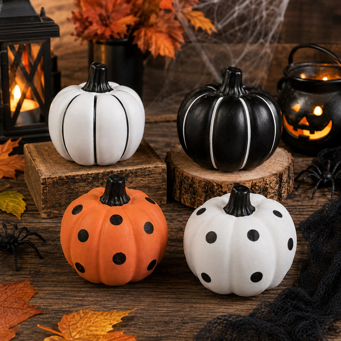 Halloween Painted Pumpkin 8.5cm Assorted Designs Halloween Decorations FabFinds