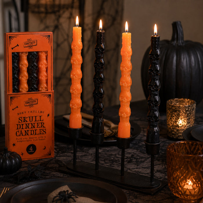 Halloween Skull Dinner Candles 4 Pack Halloween Decorations FabFinds