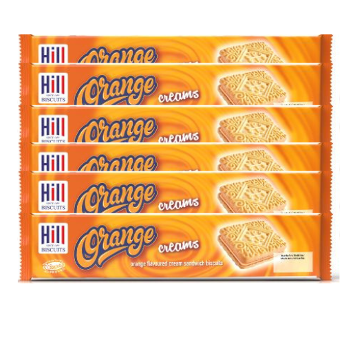 Hill Orange Creams Biscuits 150g Assorted Packs Biscuits & Cereal Bars Hill Pack of 6