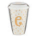 Initial White & Gold Travel Mug E Gold 15cm Mugs Candlelight   