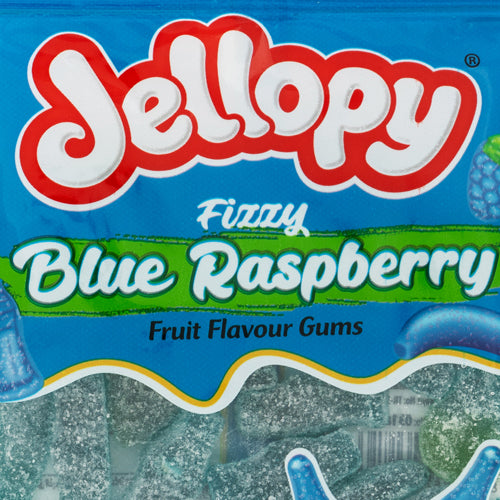 Jellopy Fizzy Blue Raspberry Fruit Flavour Gums 80g - FabFinds