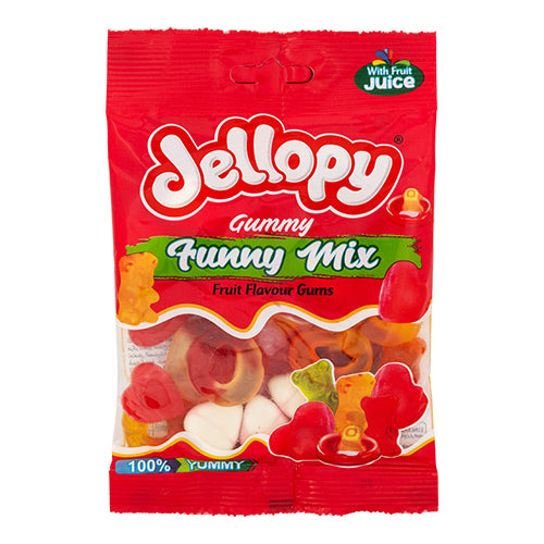 Jellopy Gummy Funny Mix Fruit Flavour Gums 80g Sweets, Mints & Chewing Gum jellopy   